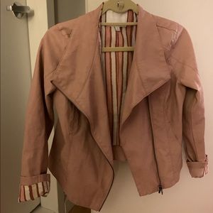 Anthropologie pale pink leather jacket